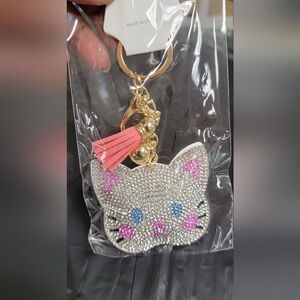 New In Package Hello Kitty Sparkling Keychain with Pink Tassel